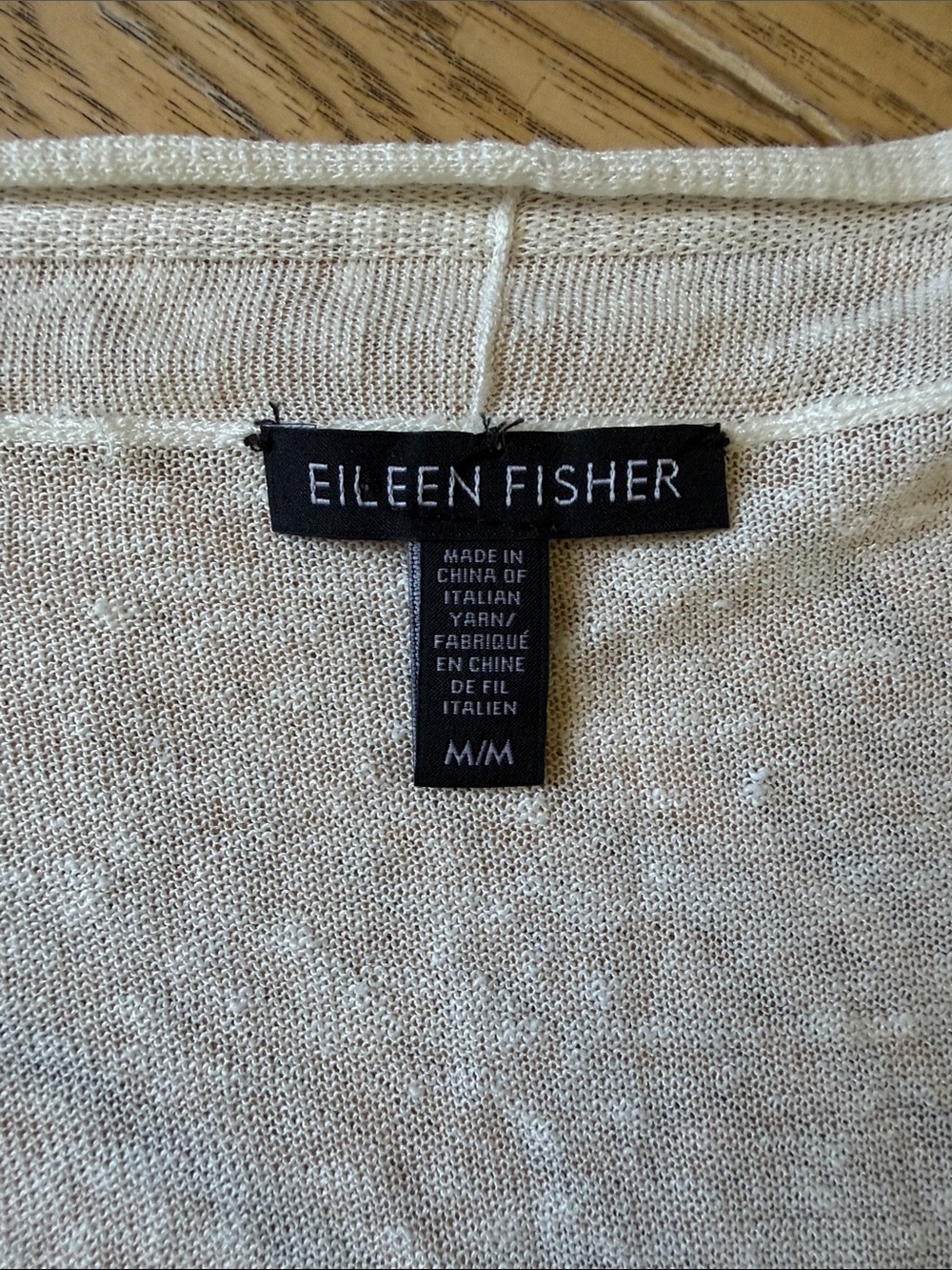 Eileen Fisher Long White Light Organic Linen Cardigan - Picture 3 of 4